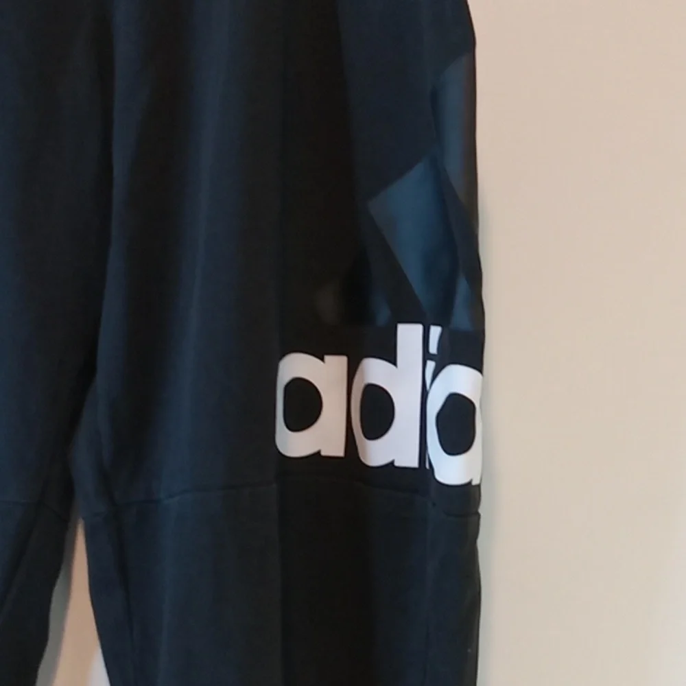 Adidas Spell Out Sweatpants Jogging Pants Black Drawstring Men's Sz L EUC NICE!